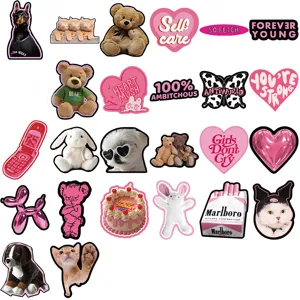 Jeu d'autocollants imperméables esthétiques roses pour coque de téléphone et décoration de carnet.