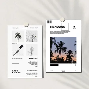 Minimalist landscape decorative cards set, black and white aesthetic wall art postcards.