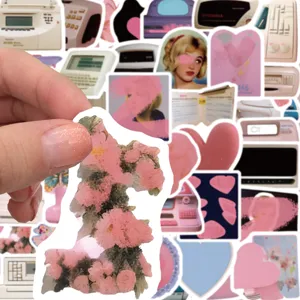 Korean pink cute waterproof decorative stickers for phone case diary water bottle 50pcs