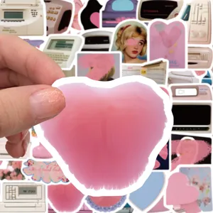 Korean pink aesthetic waterproof stickers for phone cases, journals, cups, and guitars.