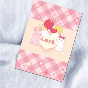 Carta decorativa coniglietto rosa simpatica cartolina arte murale per camera da letto salotto
