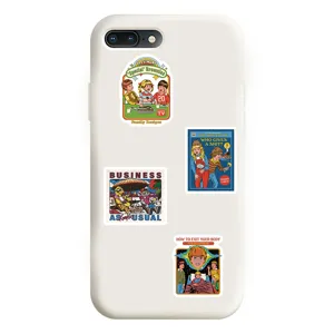 Coque de telephone mobile blanche avec autocollants retro, etui de protection drole.