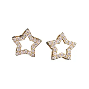 Minimalistische geometrische ster oorknopjes sprankelende zirkonia goudkleurige chique sieraden