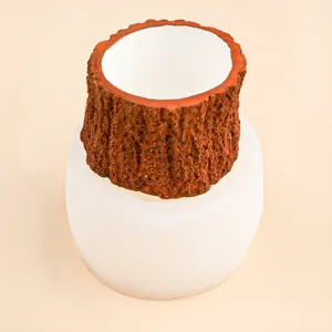 DIY tree stump silicone mold for succulent plant pots, concrete, resin, and candle making.
