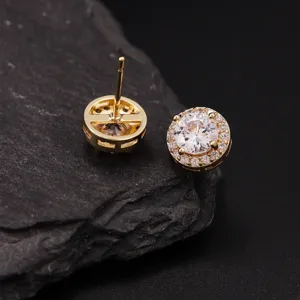 Vergulde ronde zirkonia oorknopjes elegante dagelijkse sieraden voor dames mode accessoires