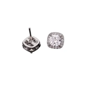 Elegante vierkante zirkonia oorknopjes voor dames, sprankelende modieuze zilveren sieraden voor dagelijks