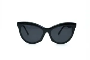 Black cat eye sunglasses for women vintage retro fashion eyewear style clear detail view