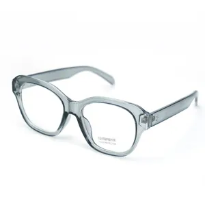 Occhiali luce blu montatura grigia retrò donna, elegante occhiale quadrato per uso quotidiano.