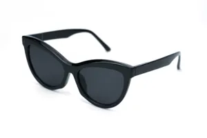 Classic black cat eye sunglasses detail view, vintage fashion eyewear for modern women.