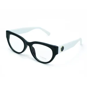 Chic elegante montatura per occhiali occhio di gatto nero e bianco anti luce blu donna.