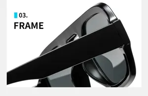 Nahaufnahme des stilvollen dicken schwarzen Sonnenbrillenrahmen-Details, modernes Modedesign.