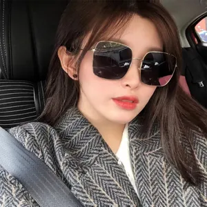Women Polarized Sunglasses Square Metal Frame Sunglasses UV Protection Fashion Oversized Sun Glasses For Driving Outdoor Traveling