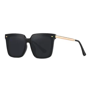 Womens large frame polarized sunglasses with chic black design for stylish sun protection.