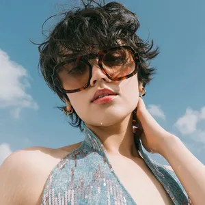 Retro Großer Rahmen Quadratische Sonnenbrille Für Damen Herren Übergrößen Mode Shades UV400 Schutz PC Rahmen AC Linse Outdoor Brillen