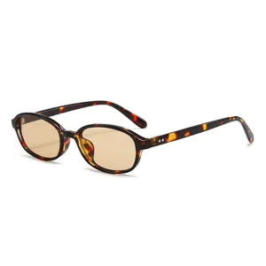 Retro kleine ovale Sonnenbrille mit Schildpatt-Gestell und hellbraunen Gläsern für Alltag.
