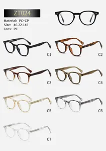 Monturas de gafas ópticas vintage clásicas de material PC y CP para hombres y mujeres uso.