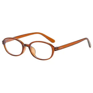 Retro bernsteinfarbene ovale optische Brille stilvolle klare Gläser modisches Accessoire