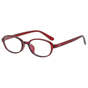 Retro rote ovale Brille klare Linsen Vintage Gestell für Damen Mode Alltagsbrille 1Stk