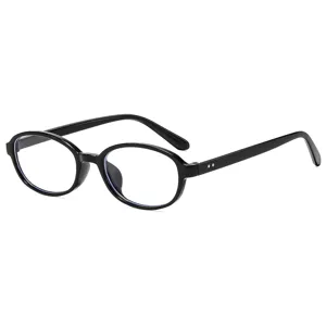 Retro ovale schwarze Brillengestelle für Damen, stilvolle klare Gläser optische Brille Hauptansicht.