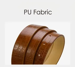 Brown crocodile embossed women's PU leather belt detail shot, perfect for casual commute daily wear.
