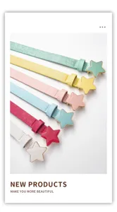 Kids fashion star belt candy color versatile girls decorative leather belt for summer jeans.