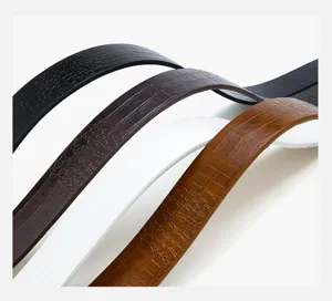 Crocodile embossed leather belt detail showing texture and multi-color options for daily use.