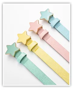 Kids fashion star belt candy color sweet PU leather strap casual cute jeans decorative accessory
