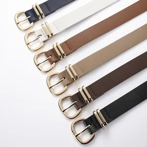 Mujer moda cinturón casual elegante hebilla de pin de cuero PU para jeans diario multicolor