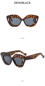 Occhiali da sole cat-eye eleganti da donna, montatura tartarugata, vista dettagliata.
