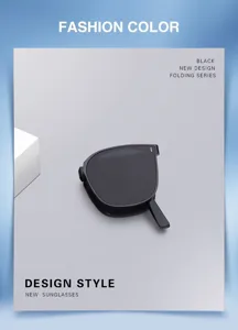 Detailansicht faltbarer schwarzer Sonnenbrillen, leichtes Design, ideal für den täglichen Sonnenschutz.