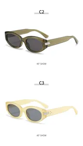 Gafas de sol ovaladas de ojo de gato retro para mujer, gafas de sol de estilo coreano de moda.