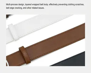 Detailed view of women minimalist leather belt, featuring clean stitching and fine edge craft.