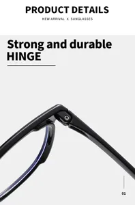 Detail view of sturdy black eyeglasses hinge, durable frame construction for daily wear.