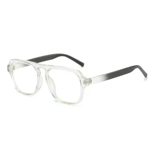 Lunettes anti lumiere bleue carrees transparentes grandes montures branches degradees