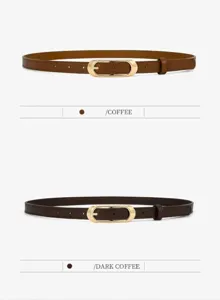 Dames smalle lederen riem retro minimalistische stijl casual metalen ovale gesp broek decoratief.