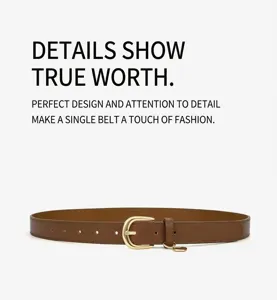 Brown PU leather belt detail featuring a gold buckle and cute heart charm pendant.