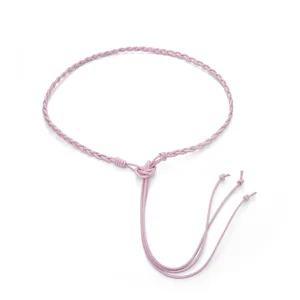 Helles rosa geflochtener schmaler Taillengürtel für Damen, elegantes Kleiderseil.