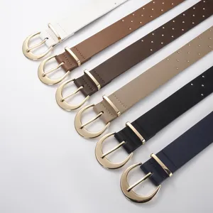 Dames leren riem set mode metalen ronde gesp casual kleding taille riem accessoire