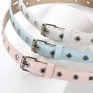 Cintura in pelle PU per bambini con occhielli metallici set multicolore per jeans casual