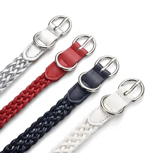 Damen geflochtener Gürtel Set mit Metallschnalle lässige Mode verstellbarer Taillenriemen Jeans