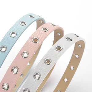 Cintura con occhielli in pelle PU per bambini stile punk cintura decorativa per jeans.