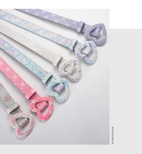Ceinture scintillante pour enfants boucle coeur motif etoile coloree ceinture de taille