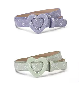Ceinture pailletée enfant avec boucle cœur et motif étoile accessoire mignon pour le quotidien