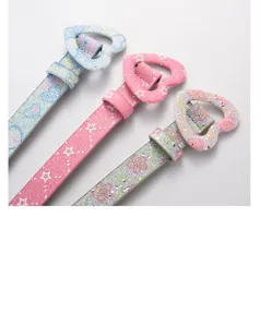 Ensemble de ceintures pour enfants à boucle cœur brillante, accessoires mode stylés.