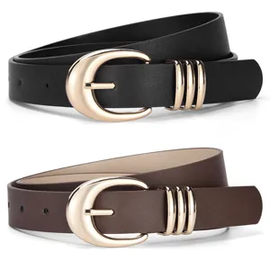 Damen Mode PU Leder Gürtel Vielseitig Casual Jeans Hose Gürtel Mit Gold Schnalle Tägliches Pendeln