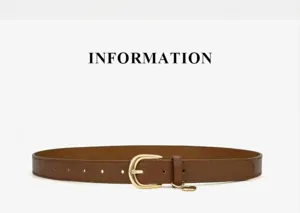Brown leather belt for women with gold metal buckle and cute heart charm, versatile daily wear.