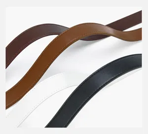 Minimalist women PU leather belt detail shot featuring classic multi-color solid options.
