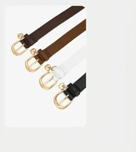 Women fashion PU leather belt set with cute heart metal buckle versatile dress accessory