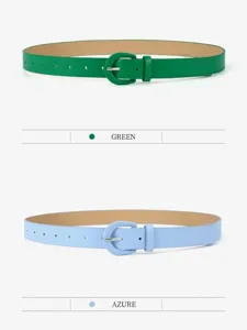 Candy color thin belt for women, stylish minimalist waist strap for dresses and jeans.