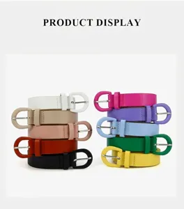 Colorful thin leather belt for women fashion versatile waist strap for jeans dress.